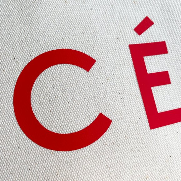 Celine "Made In" Canvas Clutch with Red Font. - Picture 5 of 14